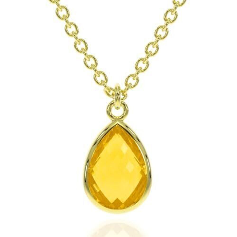 5515 Citrine Necklace , Premium Gold Pear Drop Necklaces - Tarnish Free 18K